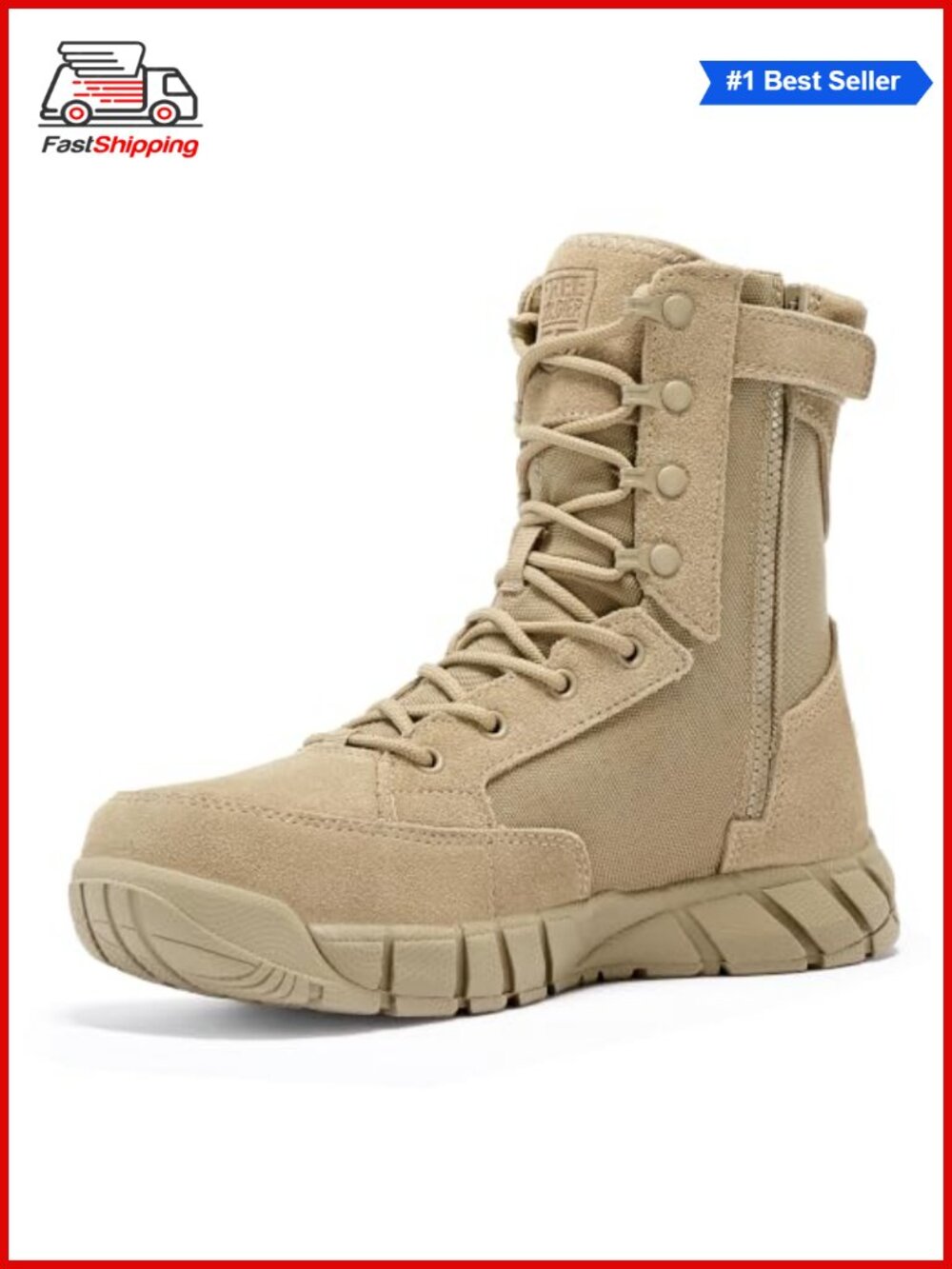 ✨FREE SOLDIER Men's 8" Zip Military Tactical Combat Boots Ankle Support